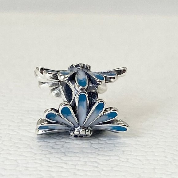 Pandora, New Bracelet Charms, Blue Daisy Flower Charm Pendant Bead , Sterling Si - Picture 4 of 4